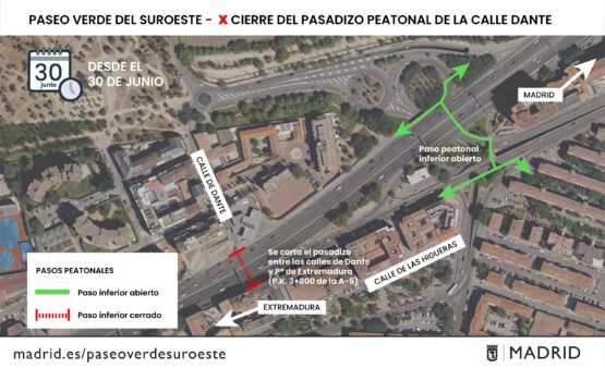 Mapa cierre del pasadizo peatonal de la calle Dante