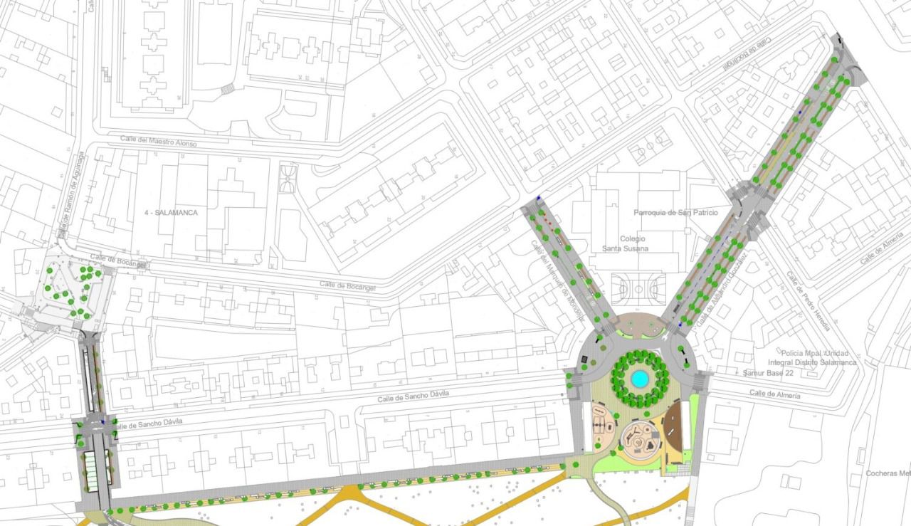 Plano de las calles del margen de Salamanca de las obras de Parque Ventas