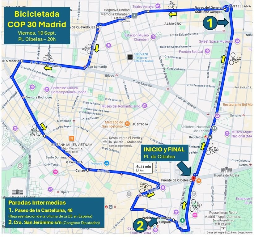 Mapa del circuito de la bicifestación.