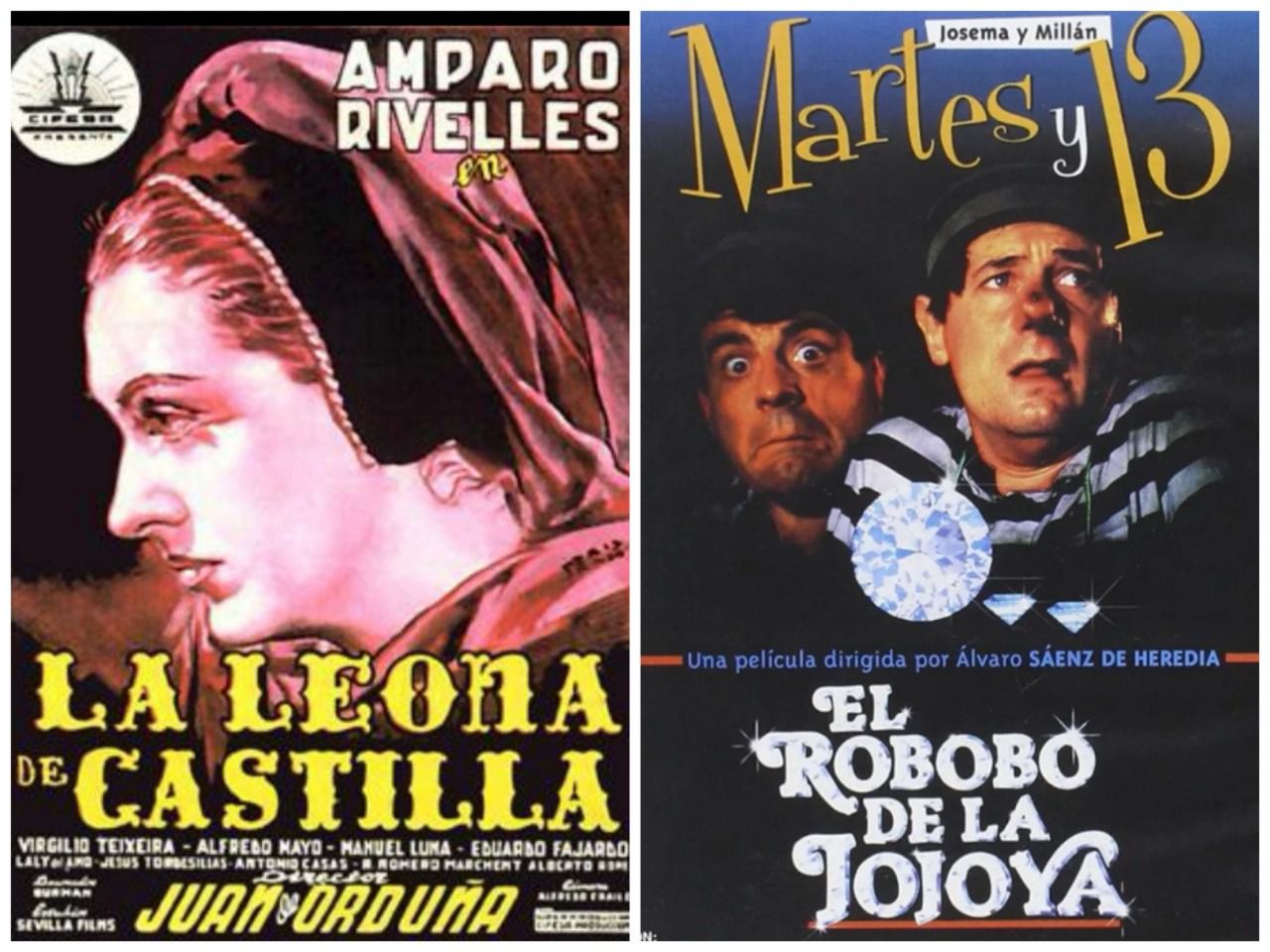 Carteles de las películas La Leona de Castilla y El Robobo de la Jojoya