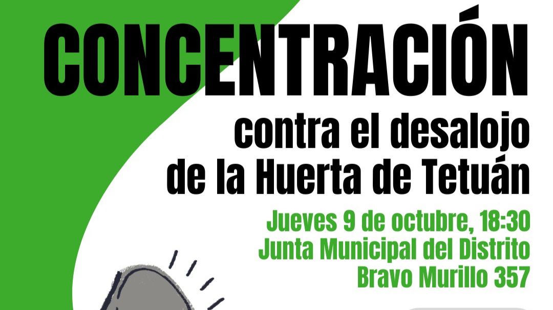 Cartel de la concentración para evitar el desalojo de La Huerta de Tetúan