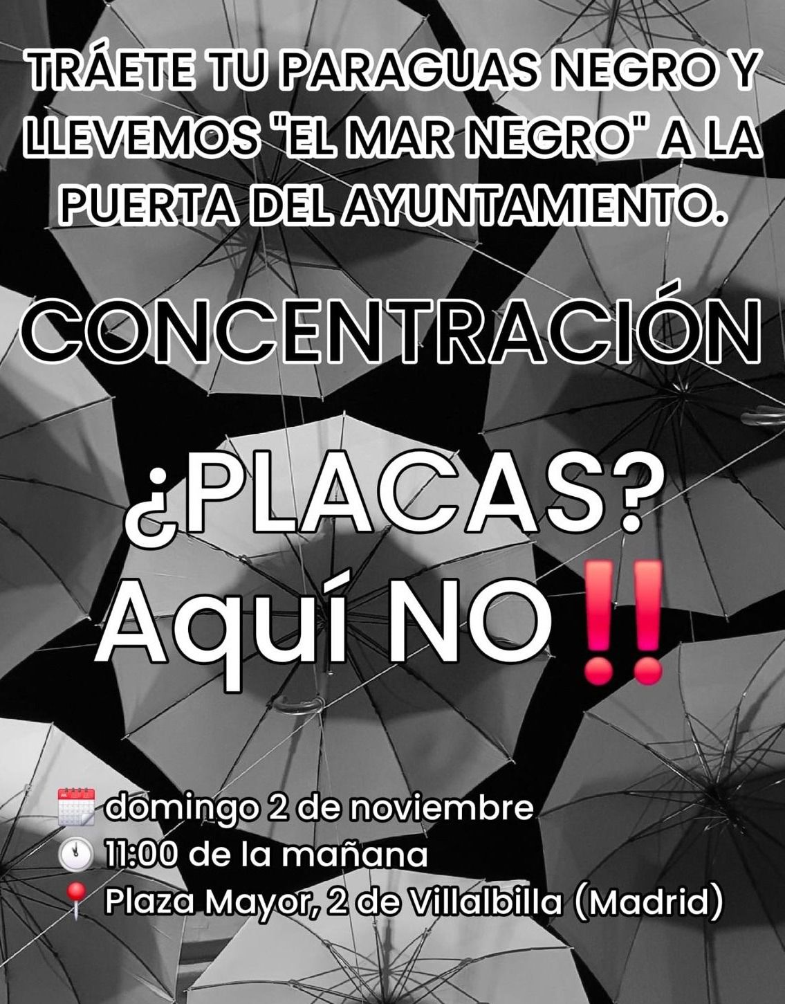 Cartel de la convocatoria de protesta contra las placas fotovoltaicas en Villabilla