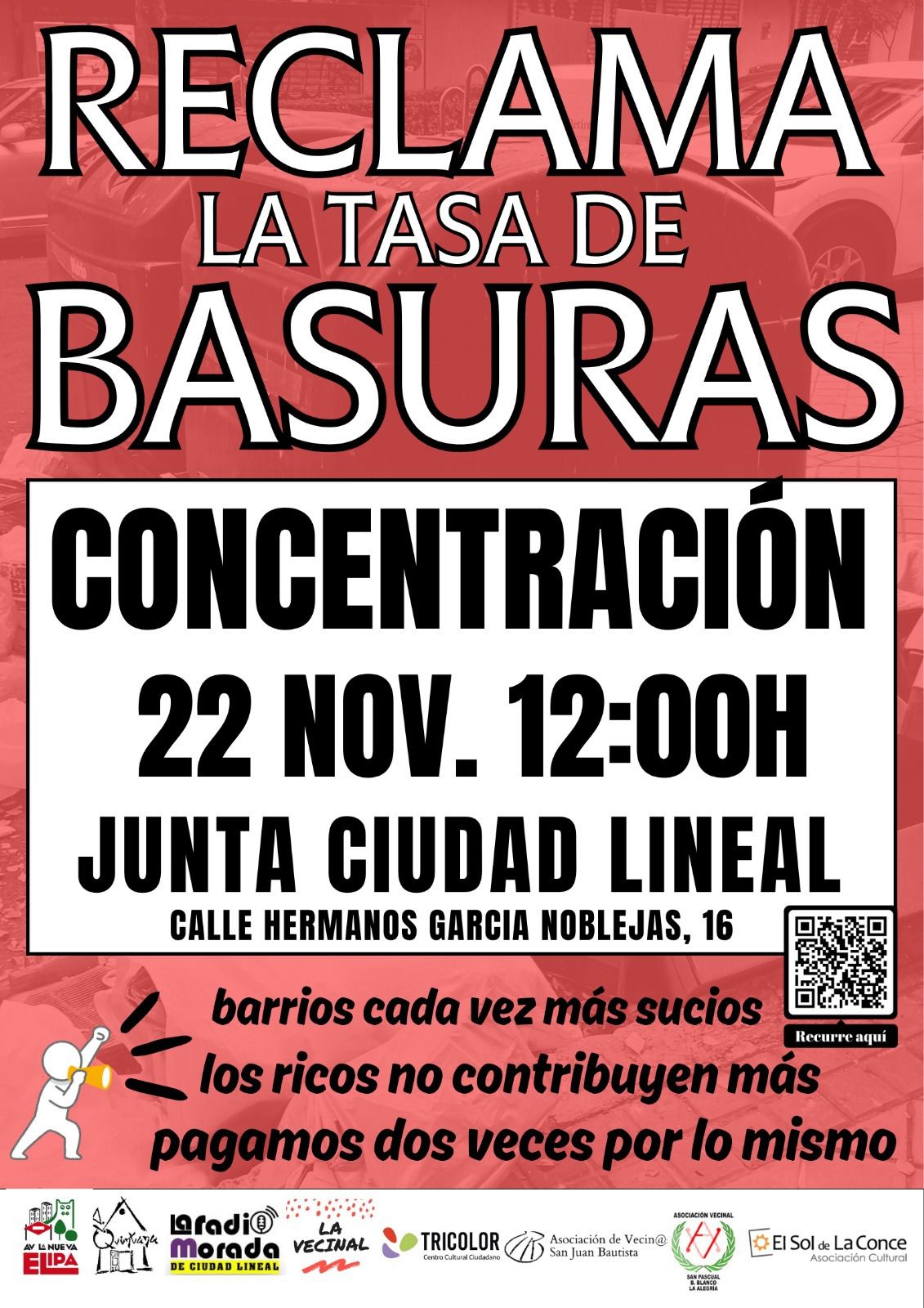 Concentración en Ciudad Lineal por la tasa de basuras