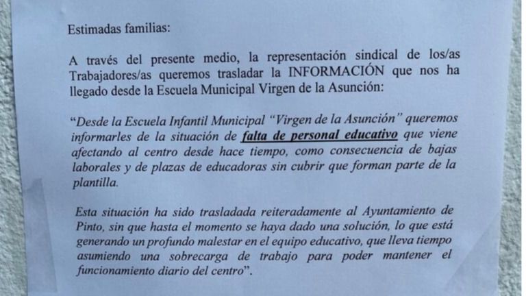 Carta de los sindicatos.