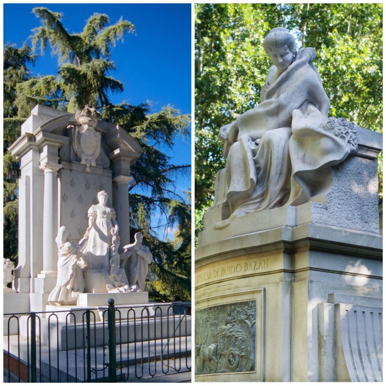 Monumentos dedicados a La Chata y a Emilia Pardo Bazán