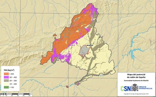 Mapeo del gas radón en la Comunidad de Madrid (Foto: CSN)