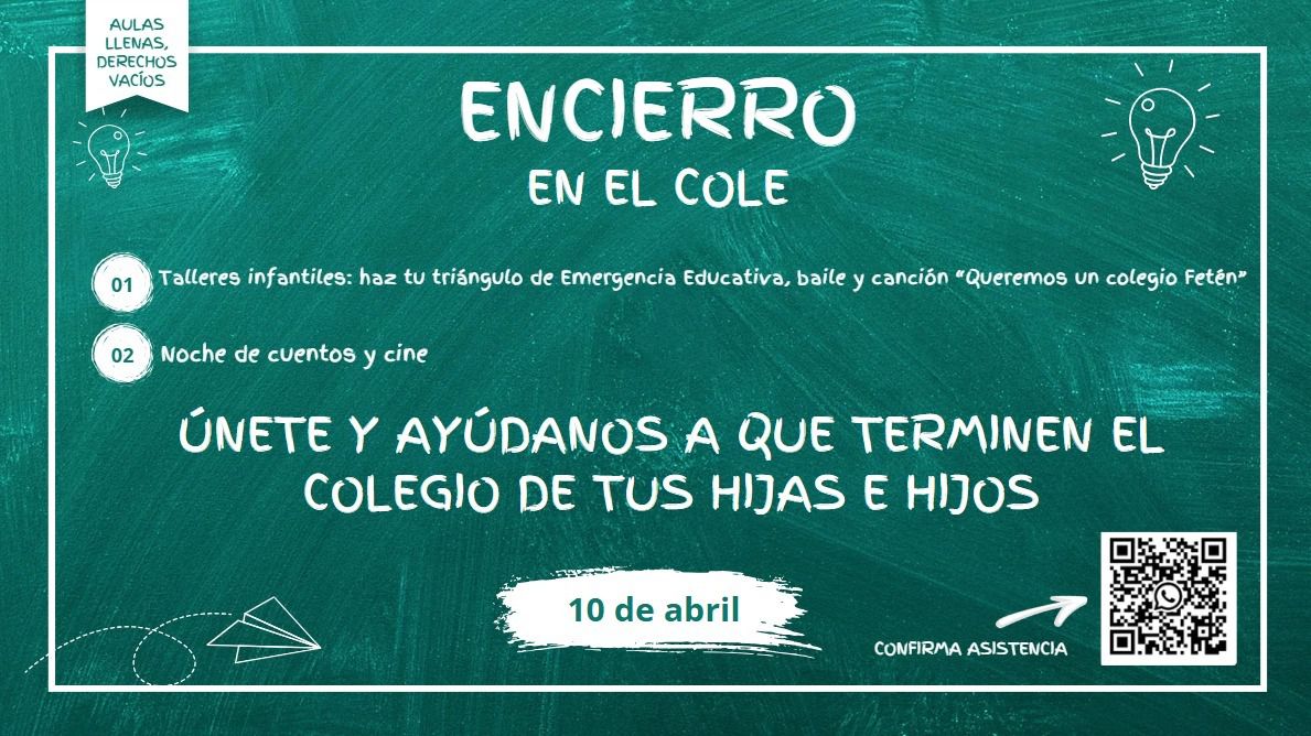 Convocatoria del encierro en el CEIP Hispanidad (Foto: FAPA Rivas)