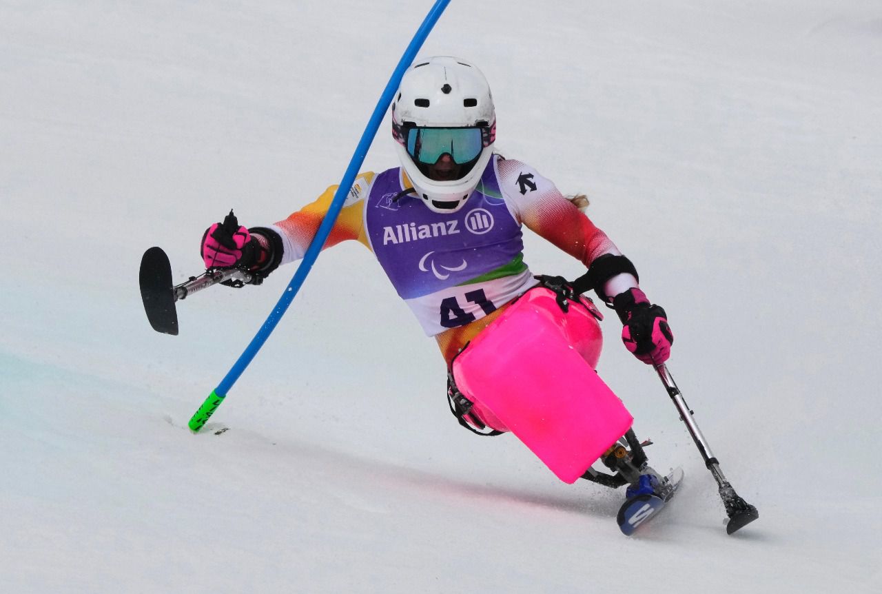 Audrey Pascual durante la prueba de eslalon Milán-Cortina 2026 (Foto: CPE)