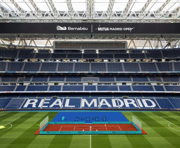 Así quedará la pista de tenis en el Bernabéu (Foto: Mutua Madrid Open)
