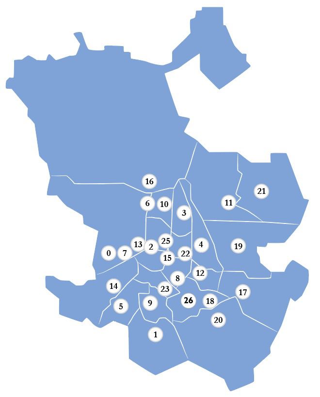 Mapa de bases operativas del Samur en Madrid
