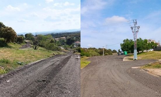 Inmediaciones de la Presa del Boquerón, tras esparcir los restos de asfalto