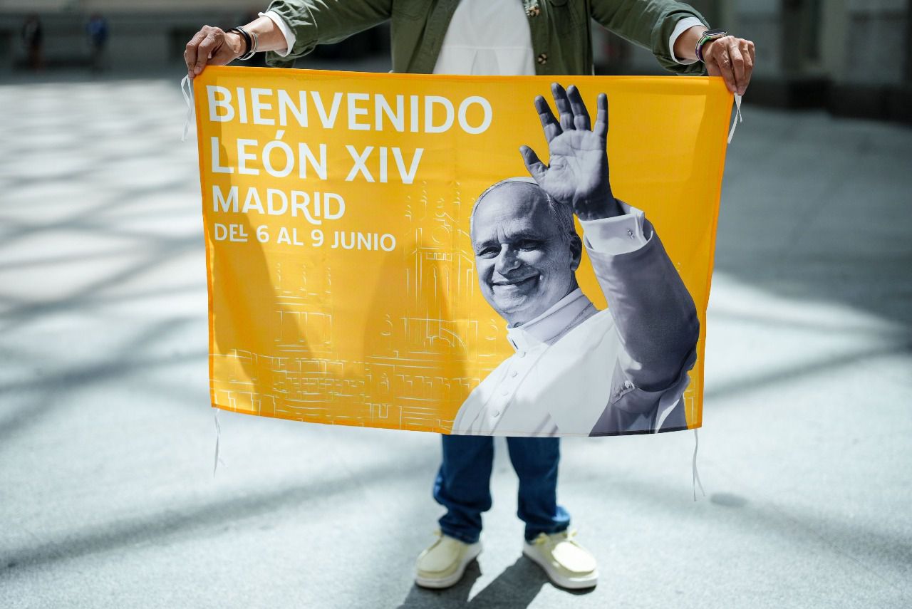 Cartelería de la imagen de la visita del Papa. Foto: Eduardo Diéguez