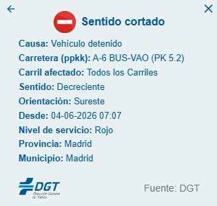 Mapa en tiempo real de la DGT