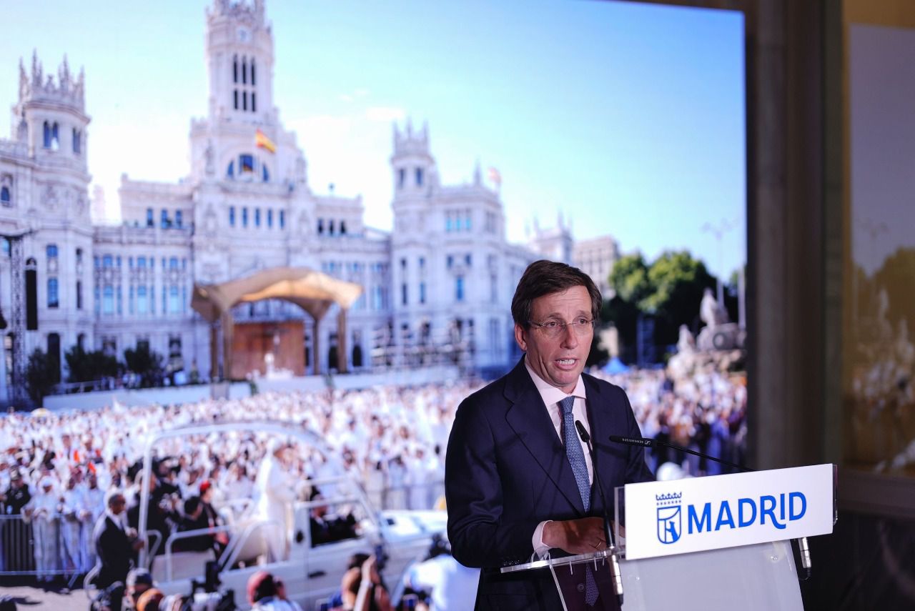 José Luis Martínez-Almeida, durante el balance de la visita del Papa León XIV