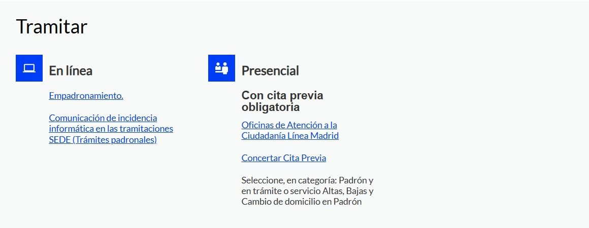 Página de altas del Ayuntamiento.