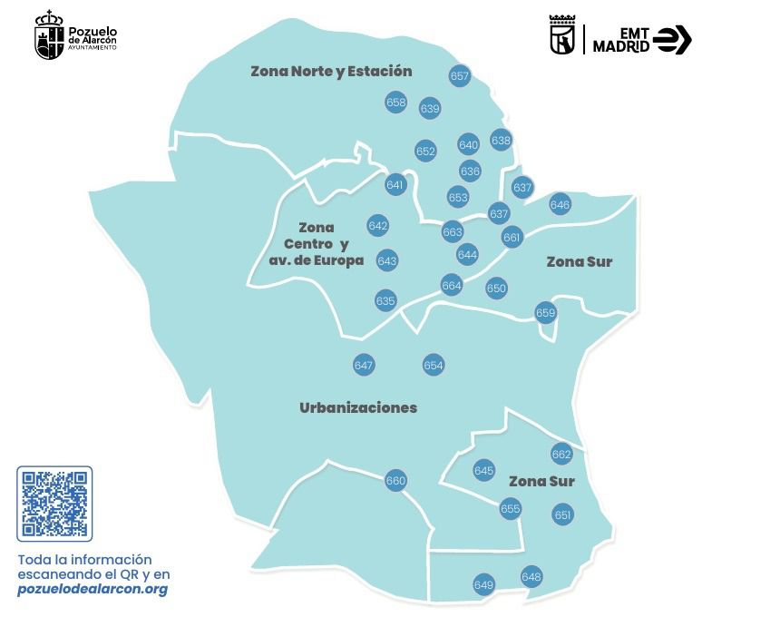 Mapa de las estaciones de Bicimad en Pozuelo.