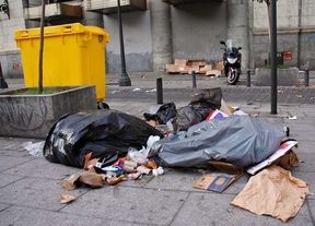 Una calle de Madrid durante la huelga de limpieza